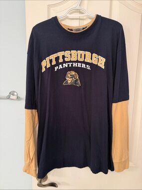 Colosseum Pittsburgh Panthers Navy and Gold Layered-Look Sweatshirt